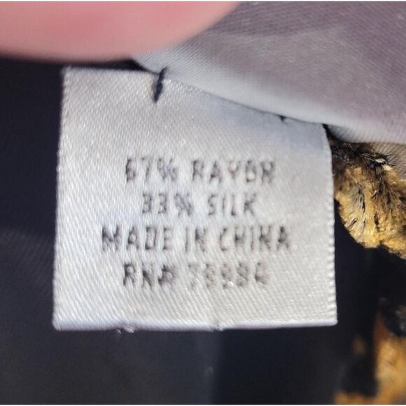 Chico's Silk Rayon Sheer Scarf 13” x 63” Gold Velvet Black Net Fringe Elegant - Picture 5 of 7